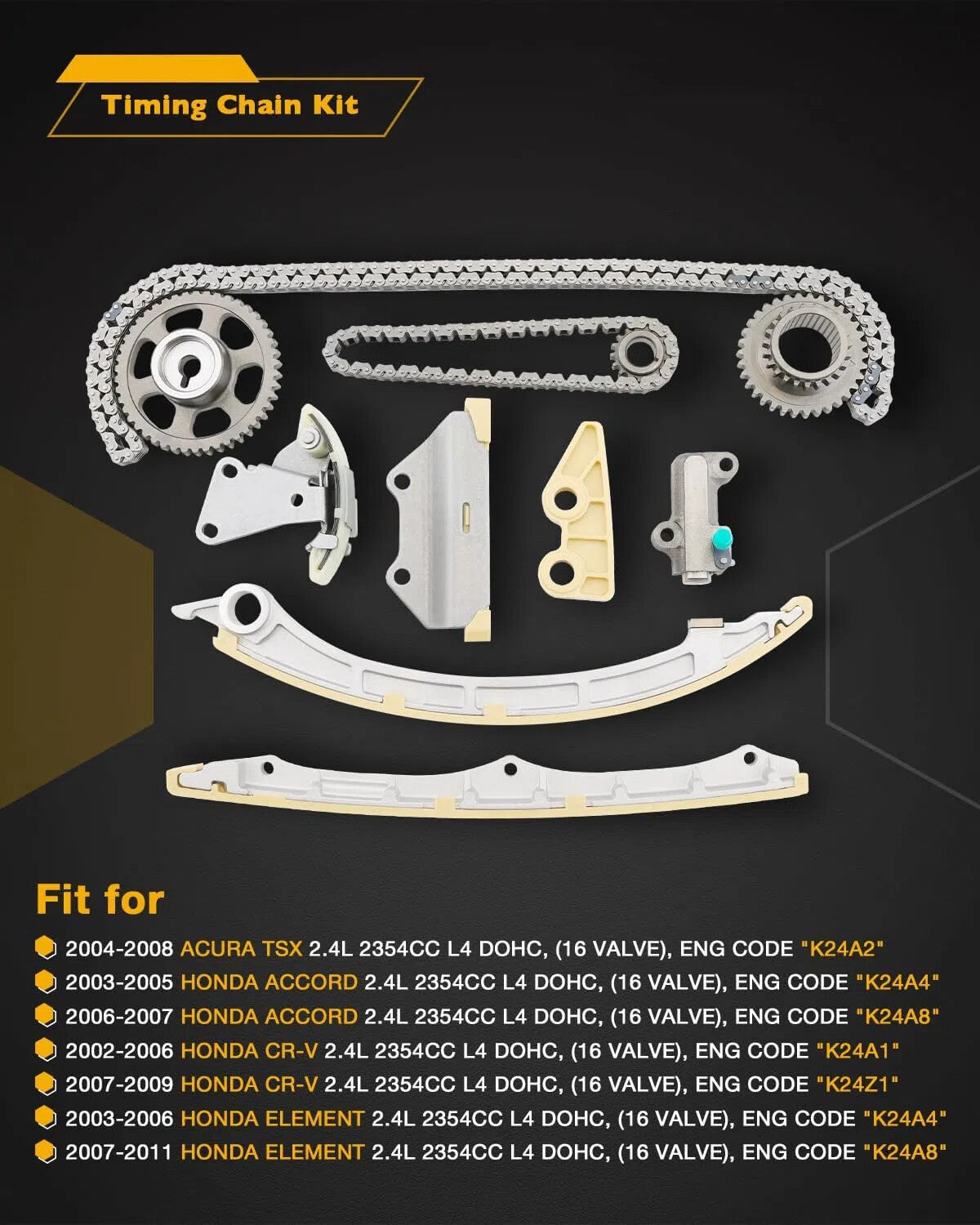 Timing Chain Kit with Water Pump for 02 11 Acura TSX Honda Accord CRV Element