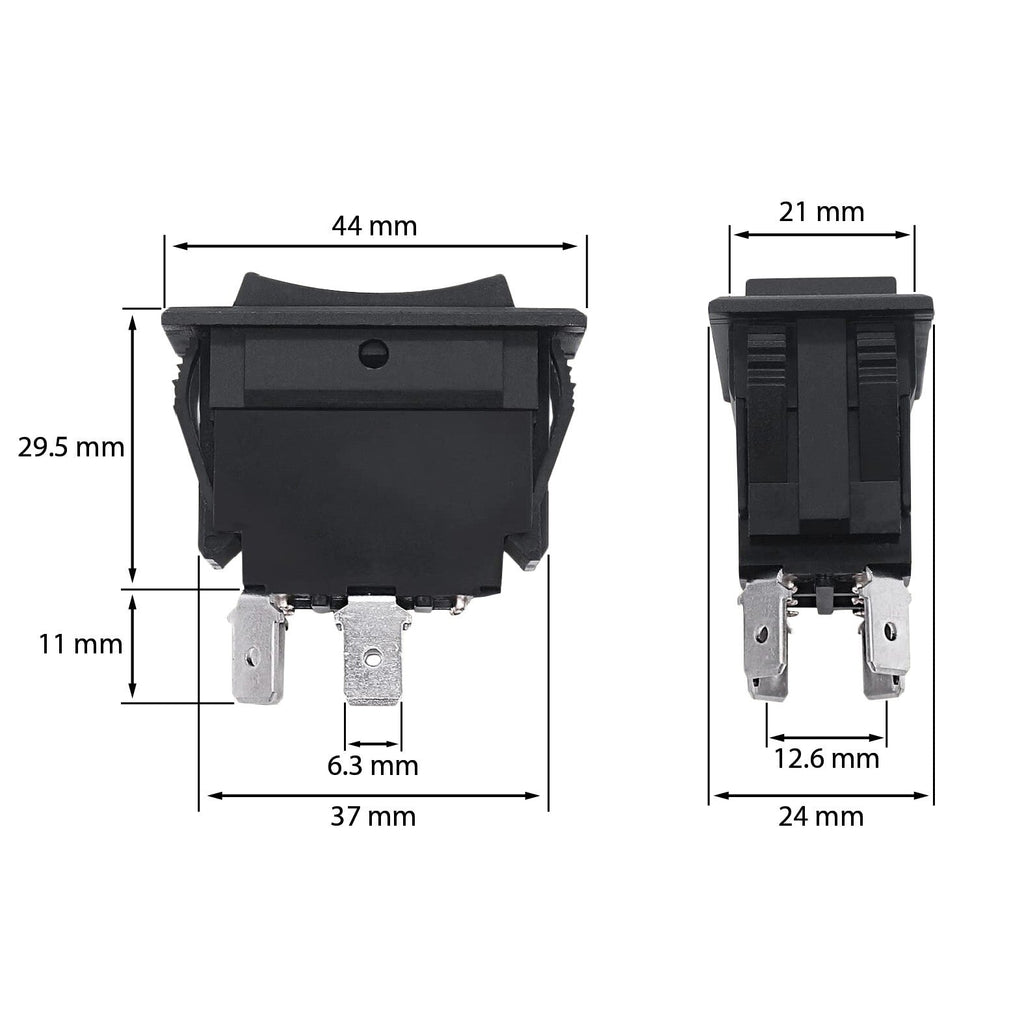 Momentary Reverse Polarity Rocker Switch 20A 12V DC On Off DPDT 4 Pin 2 Pack
