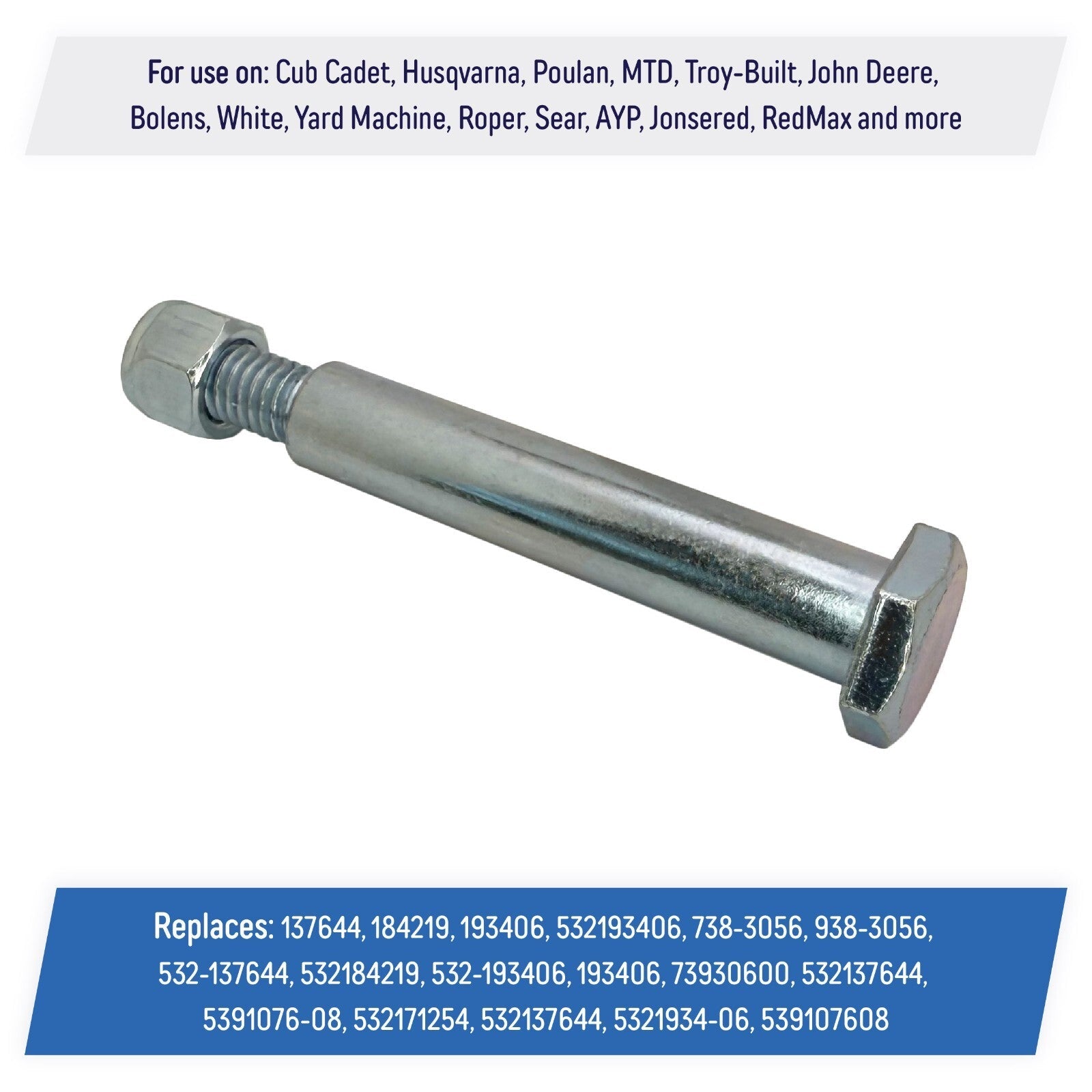 Deck Wheel Bolts with Lock Nuts for Cub Cadet Husqvarna 137644 738 3056 2 Pack
