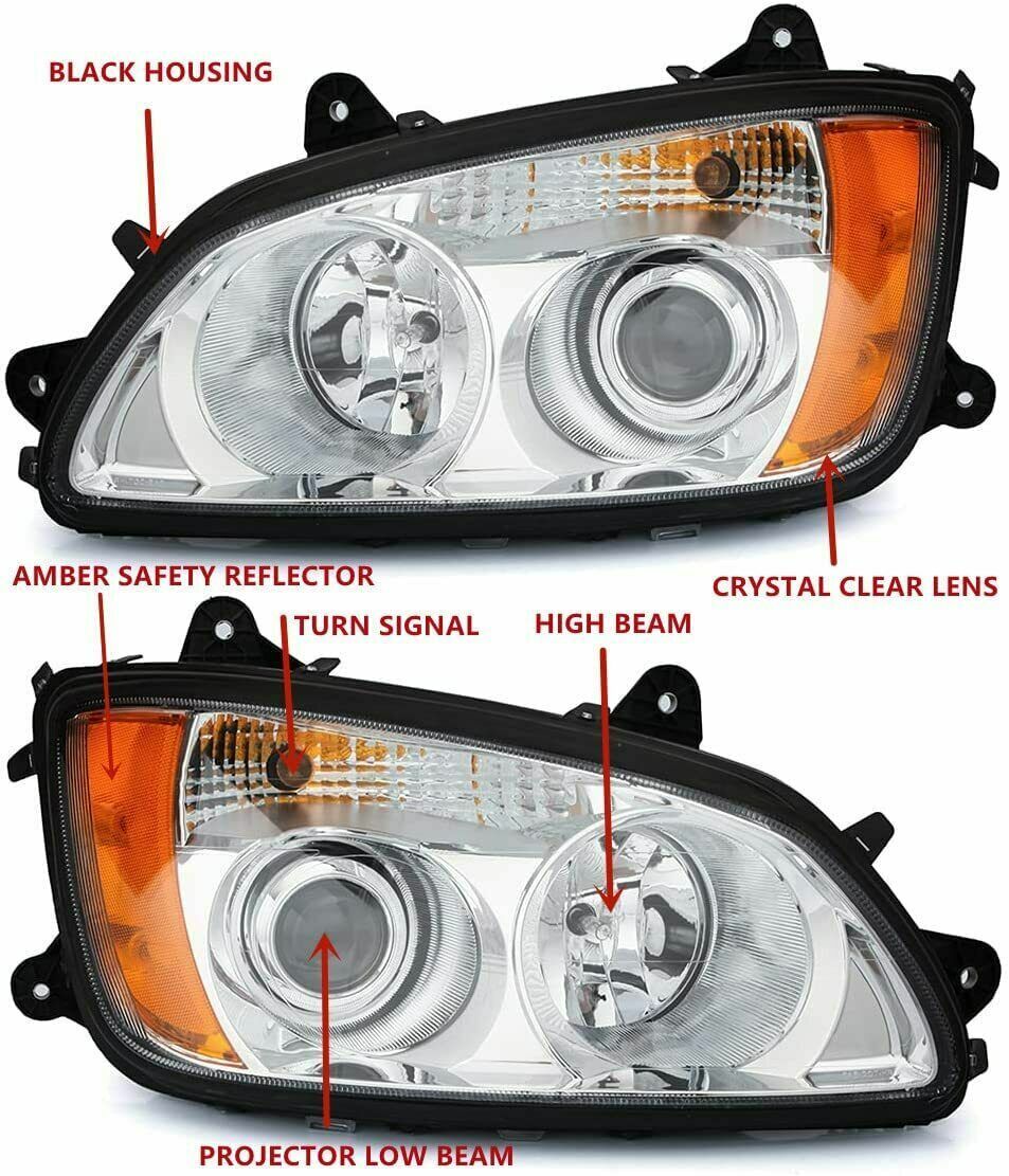 2P Headlight Pair for Kenworth T170 T270 T370 T440 T470 T660 2008-2017 LH RH
