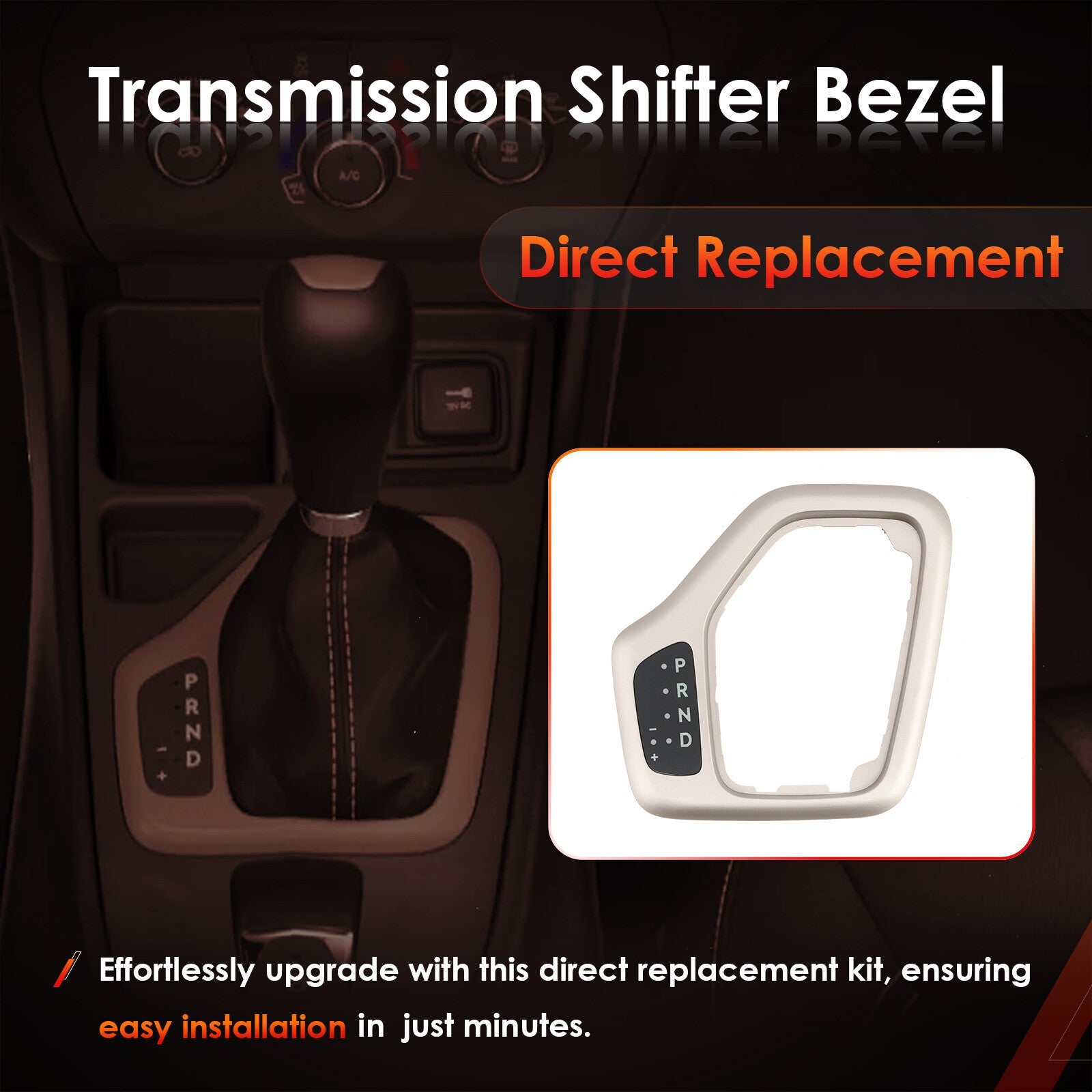 Gold Gear Shifter Bezel with Harness for Jeep Cherokee KL 2014 to 2018