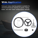 SS13713 13 Ft Boat Rotary Steering Cable with Wheel Kit for Outboard Marine