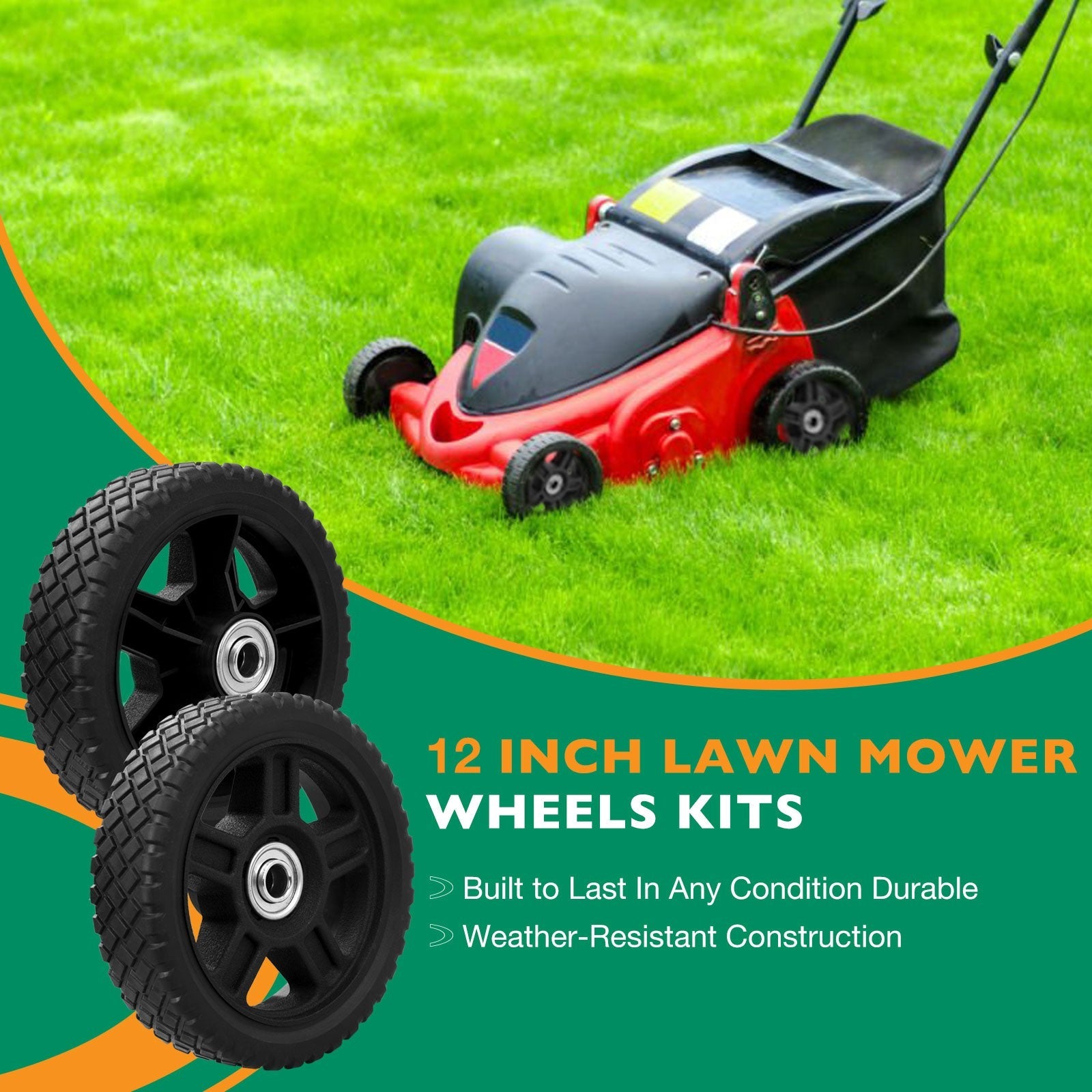 12 Inch Lawn Mower Wheel for Craftsman Generator Garden Tiller 2 Pack
