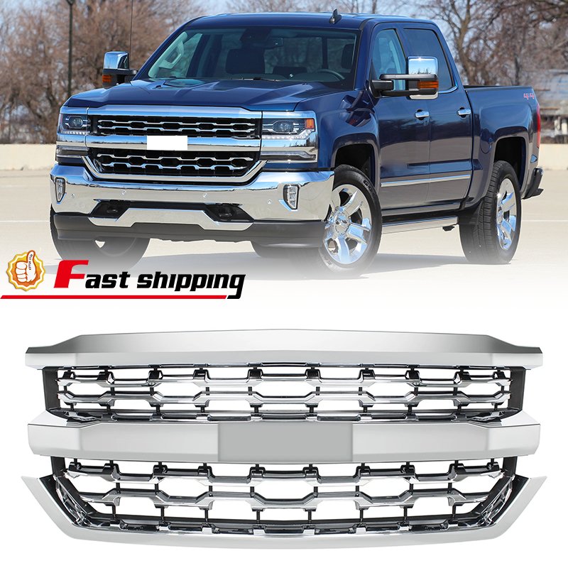 Chrome Front Bumper Grille LTZ Style for Chevrolet Silverado 1500 2016 2017 2018