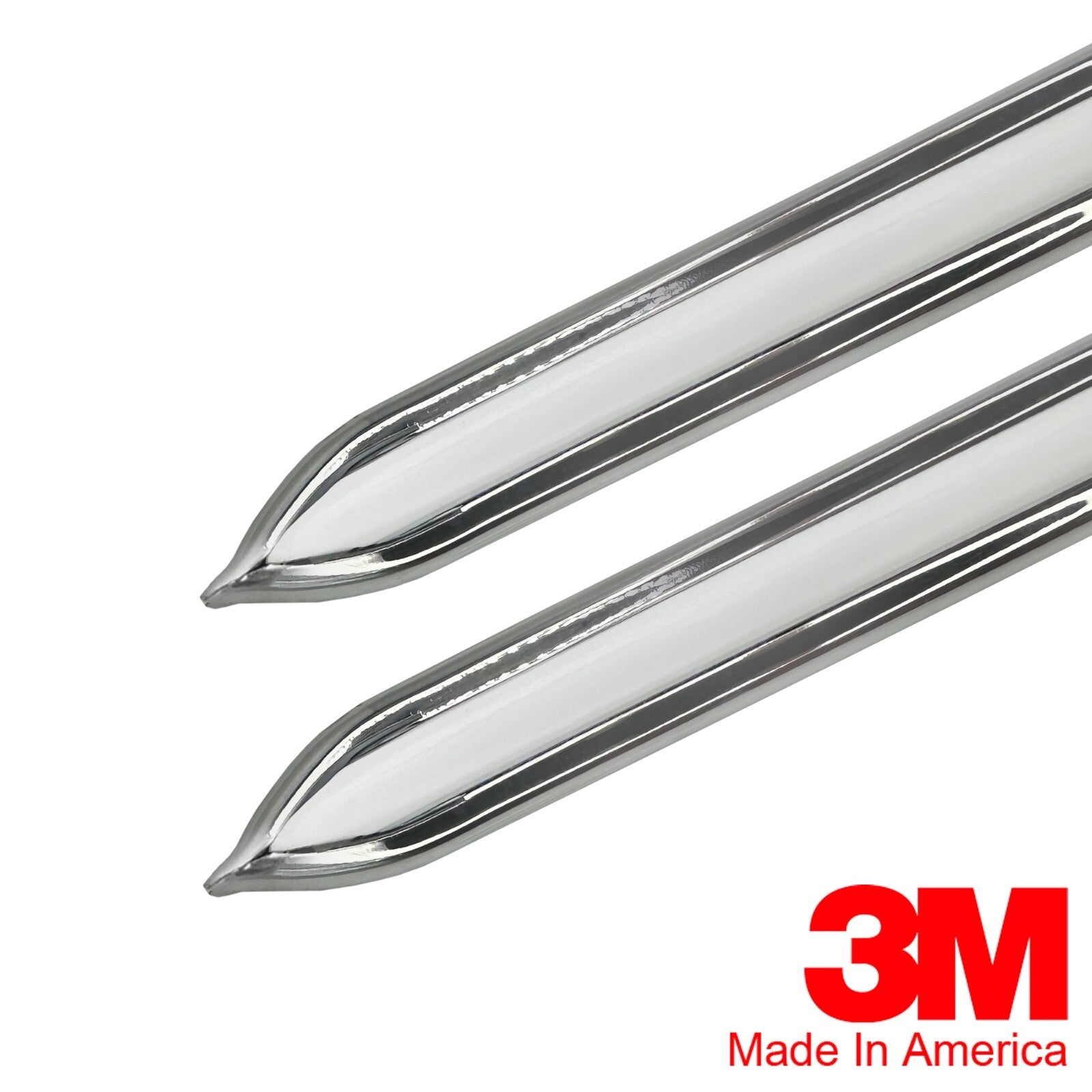 Vintage Style 5 8 Inch White Chrome Side Body Trim Molding Formed Pointed Ends