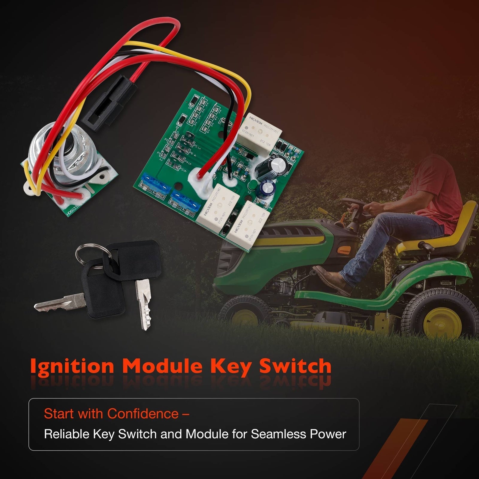 AM132500U Ignition Switch Module with Keys for John Deere LX255 GX255 AUC15805