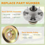 AM124498 M163464 Deck Spindle and Pulley for John Deere 48 54 Inch Z425 Z435 Z445 3 Pieces
