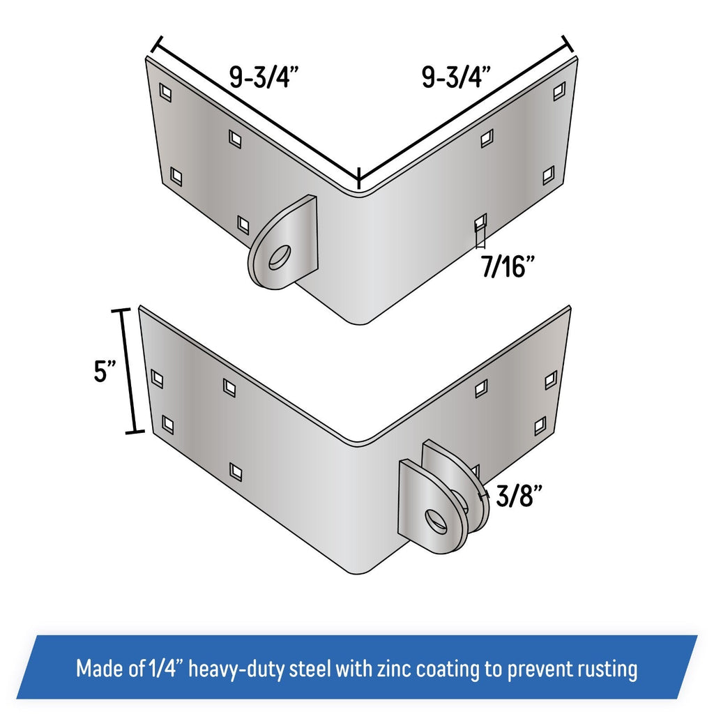 Floating Dock Outside Corner Hinge Plate Male Female Set Galvanized Steel