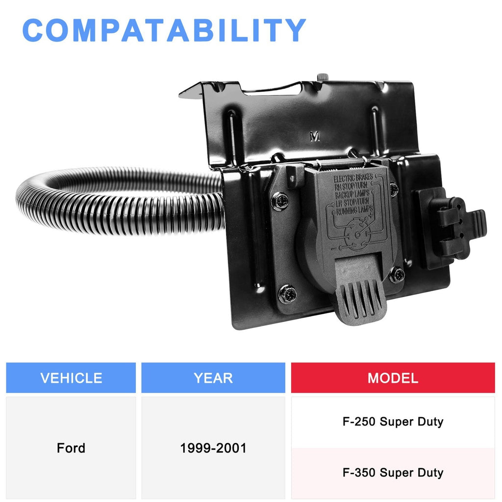 4 And 7 Pin Tow Trailer Hitch Wiring Plug For Ford F 250 F 350 1999 To 2001