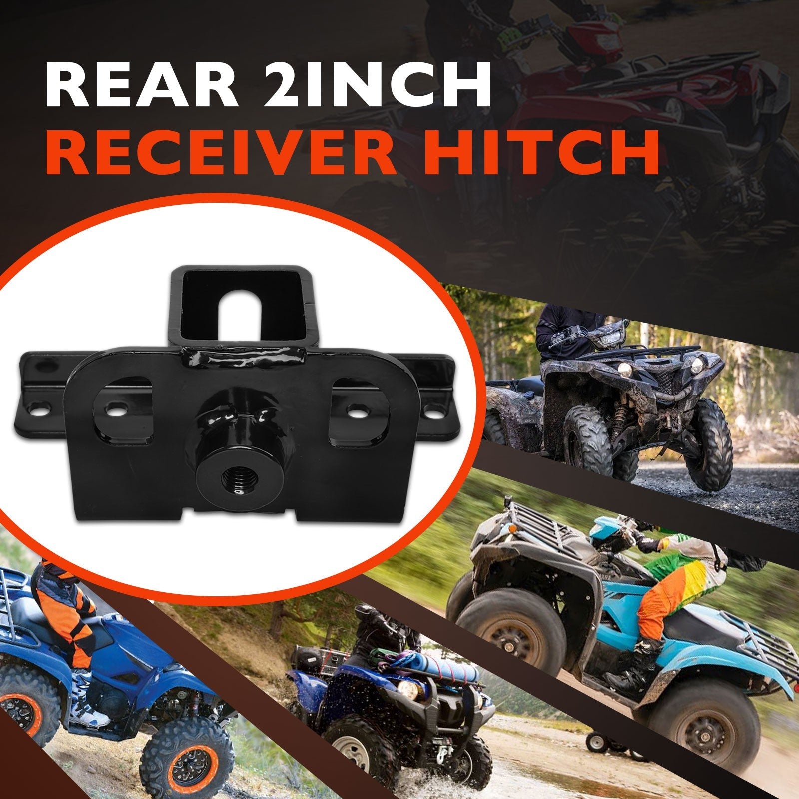 101280 2 Inch ATV Receiver Hitch Adapter for Yamaha Grizzly Kodiak 550 07 23