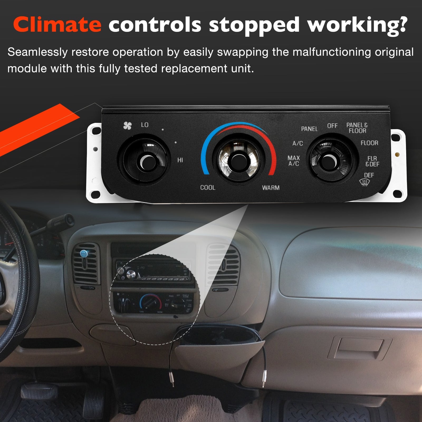 Climate Control Module AC Heater Panel Without Switch For Ford F150 F250 99 04
