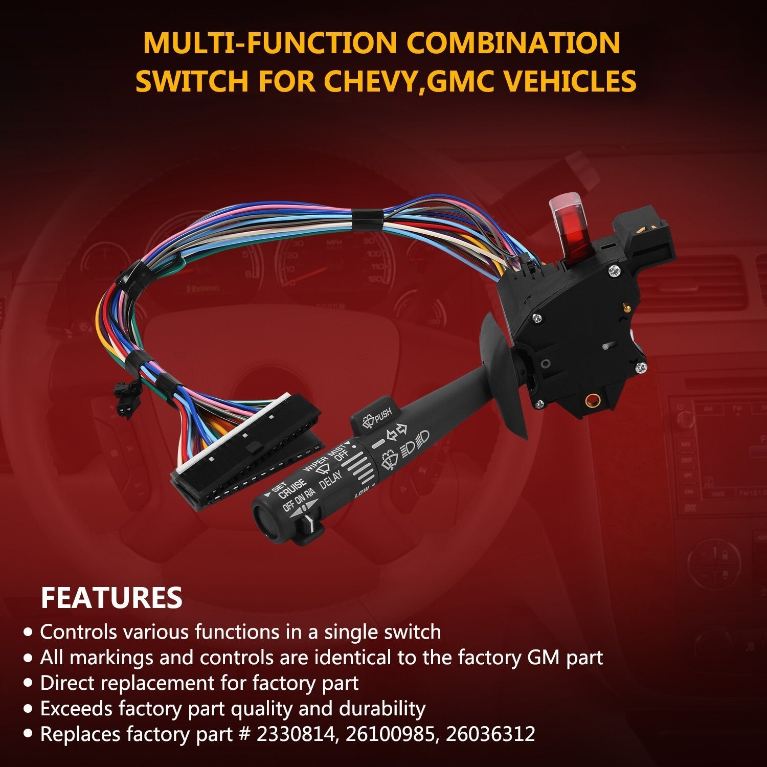Turn Signal Windshield Wiper Hazard Cruise Switch for Chevy Tahoe S10 GMC C1500
