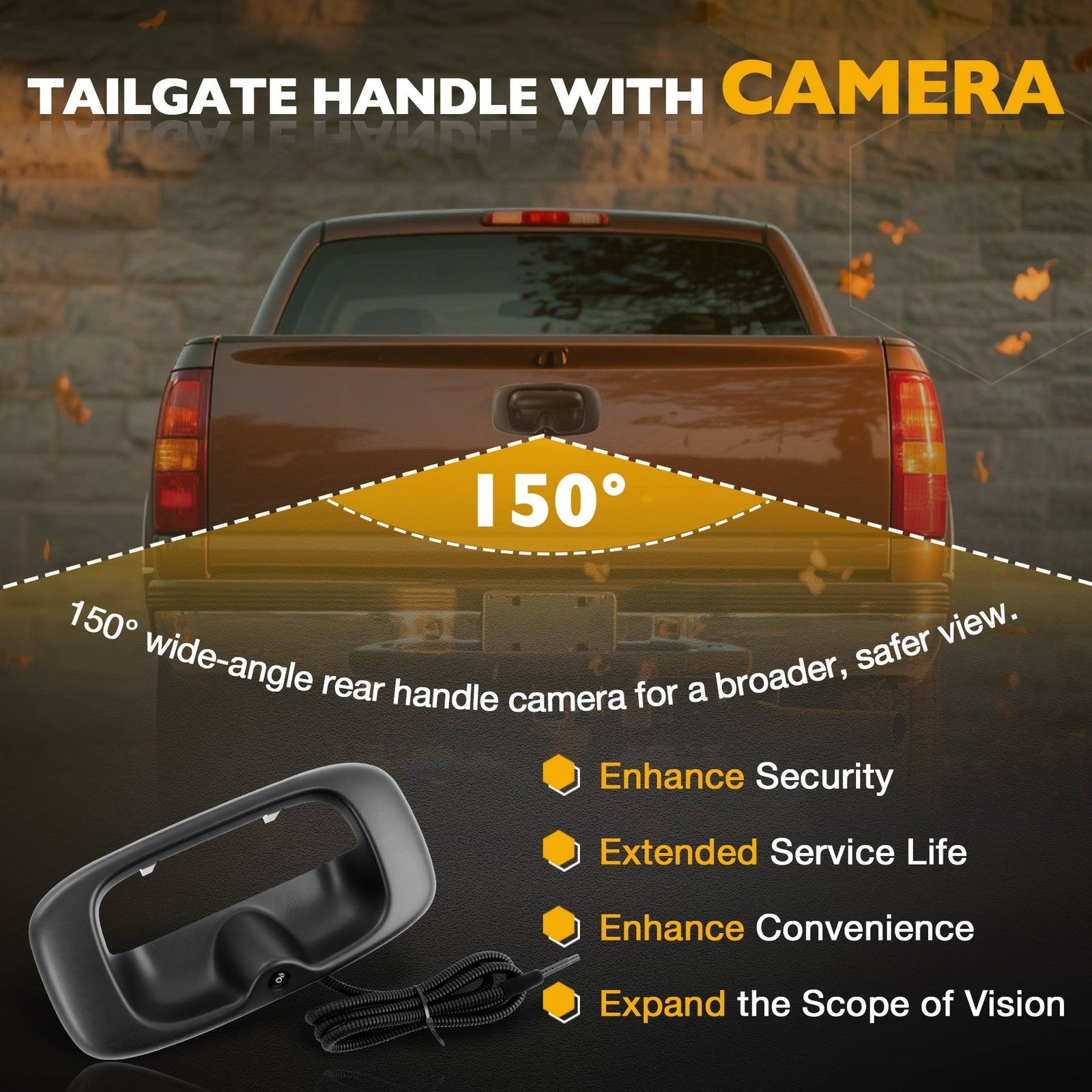 Upgrade Metal Tailgate Handle Backup Camera for Chevy Silverado GMC Sierra 1999 2007