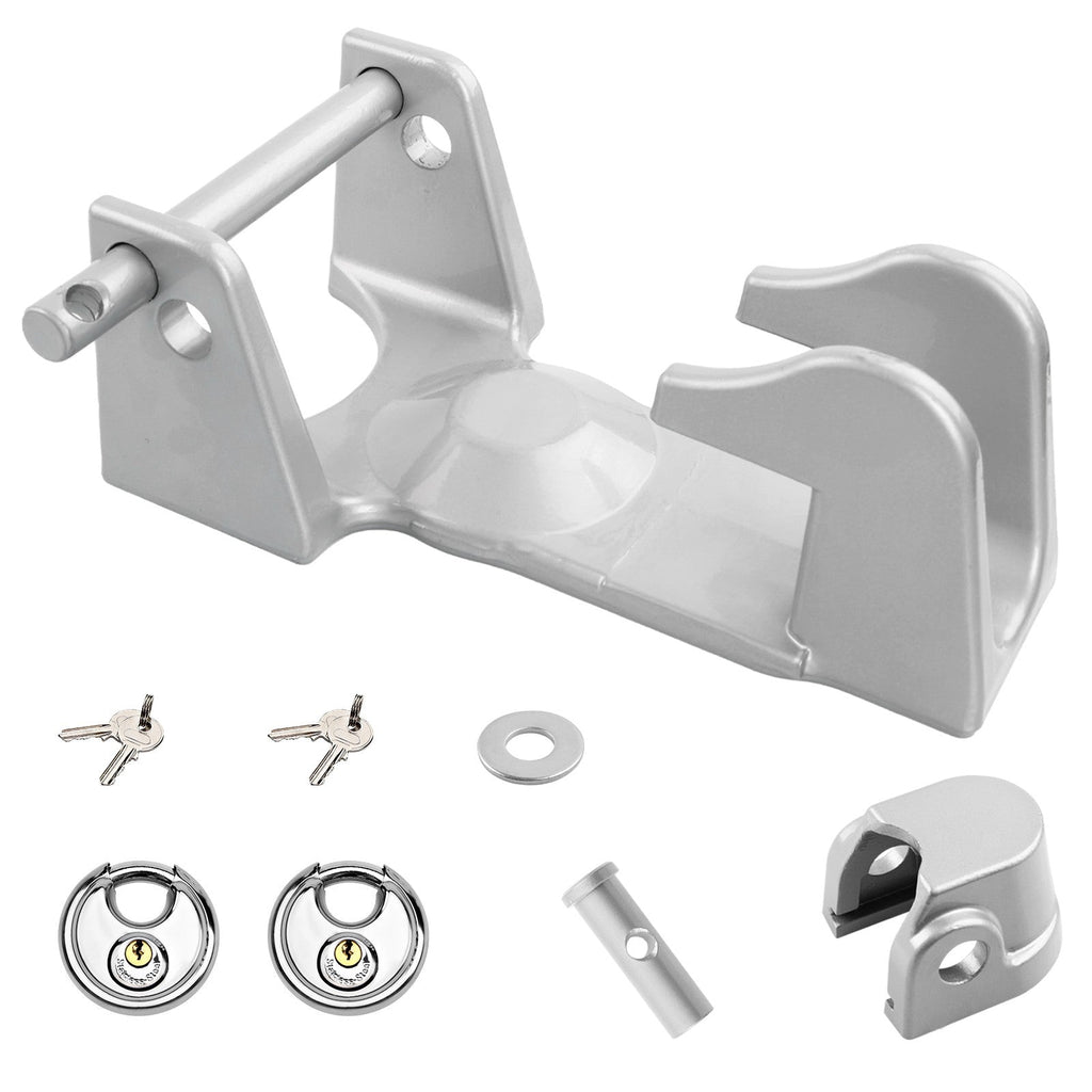 Gooseneck Trailer Hitch Lock for RV Heavy Duty Trailers Silver 2 Keys