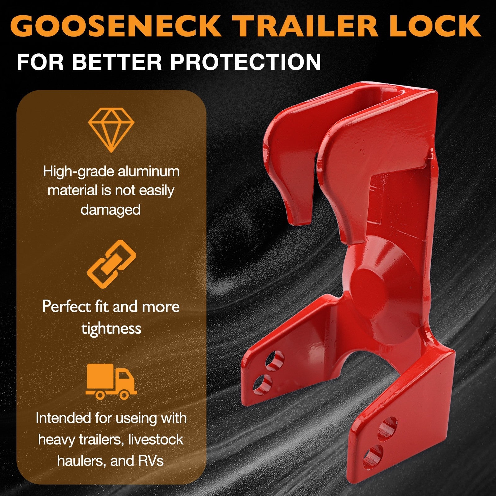 Gooseneck Trailer Hitch Lock for RV Heavy Duty Trailers 2 Key Red