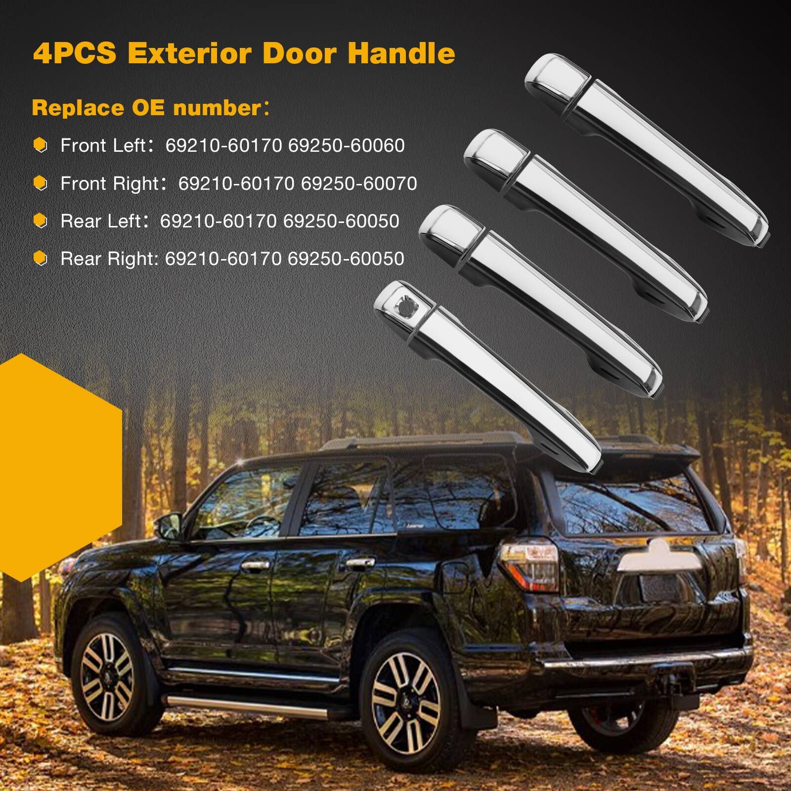 Exterior Door Handle Driver Passenger Side For 10 21 Toyota 4Runner Lexus GX460