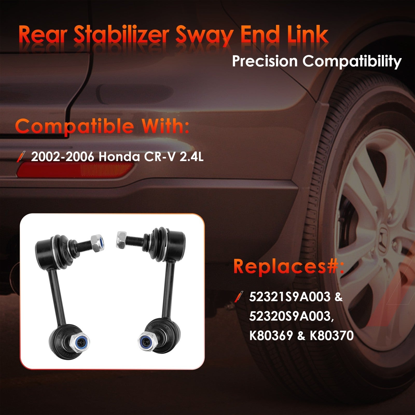 K80369 Rear Left & Right Stabilizer Sway Bar End Links for Honda CRV 2002 2006
