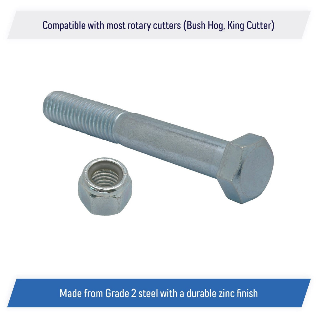 Grade 5 Shear Bolts for Rotary Cutters 1 2 x 3 1 2 with Nylock Nuts 5 Pack