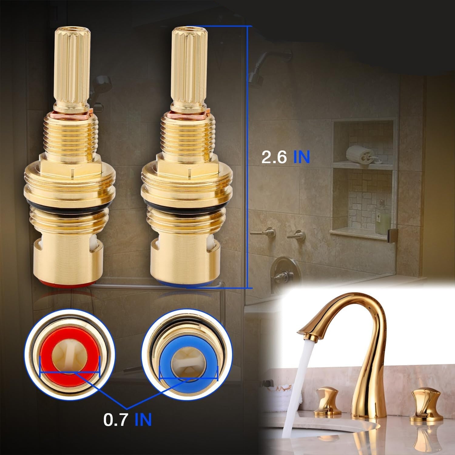 1 001 1 002 Brass Ceramic Valve Cartridge Set for Cold Hot Cartridges
