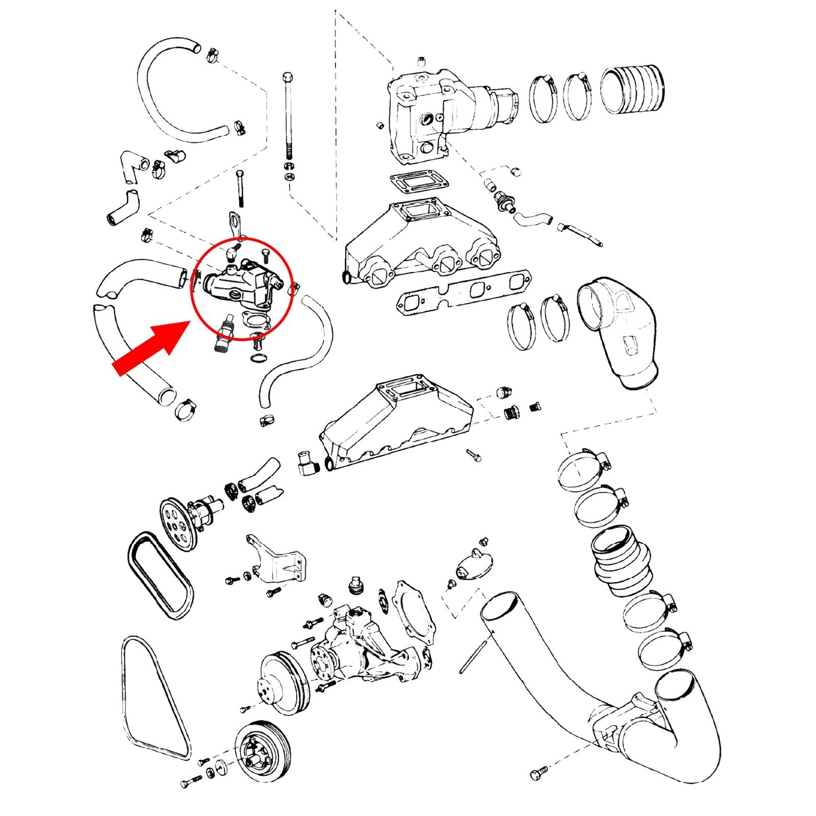3861676 3589553 Thermostat Housing for Volvo Penta OMC V6 V8 Engines