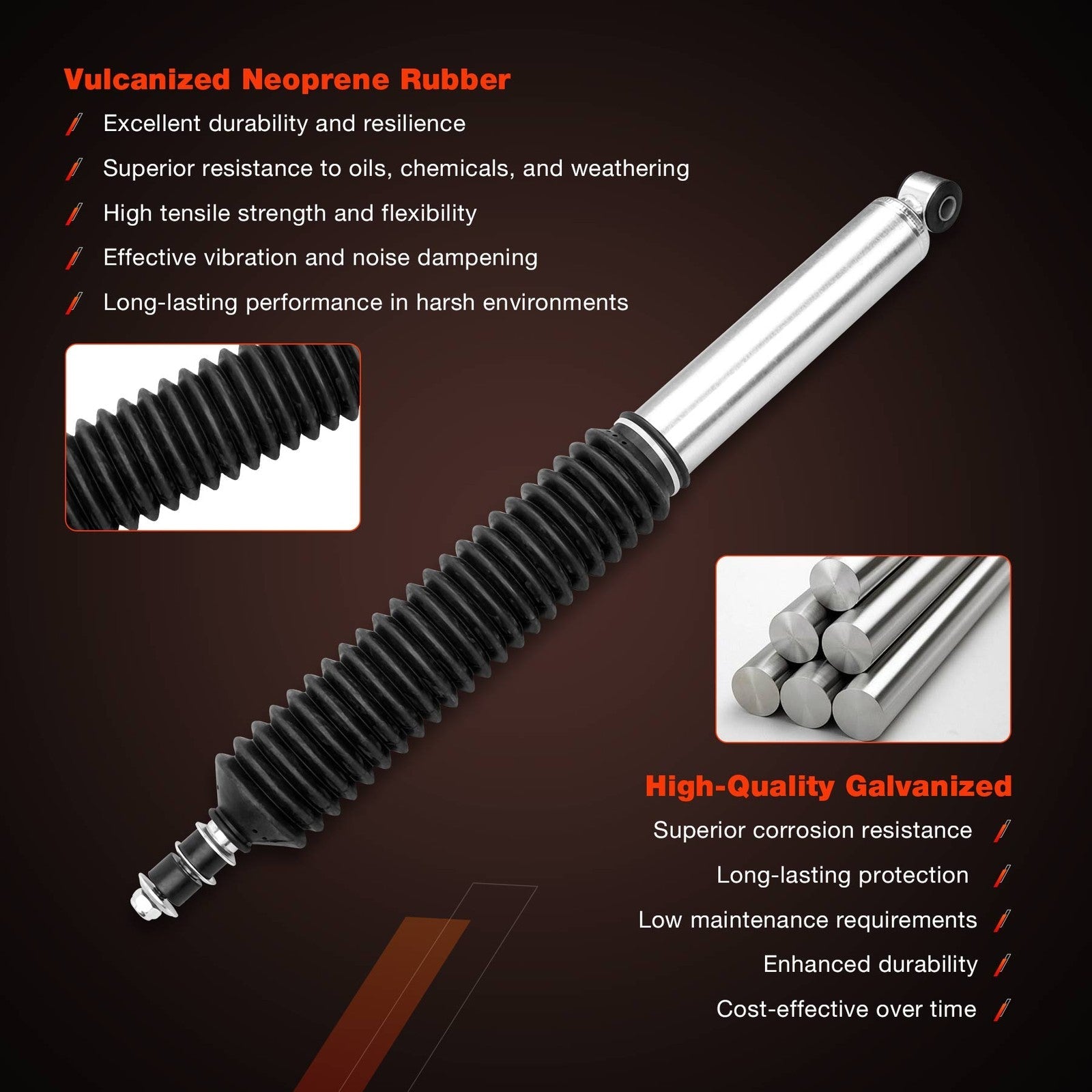 Rear Monotube Shock for Toyota Tacoma 4WD 2005 to 2015 with 0 to 1 Inch Lift