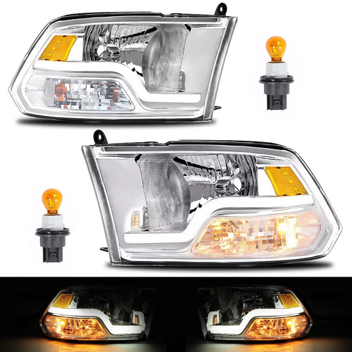 09 18 Dodge Ram 1500 2500 3500 Sequential Turn Signal Headlights with LED DRL