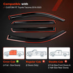 Side Window Visor Rain Guards Deflectors for Toyota Tacoma 2016 2023 Black 4 Pcs