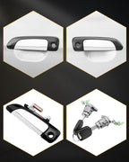 Front Rear Door Handles with Lock Cylinder and Key for Honda Civic 01-05 4 Piece