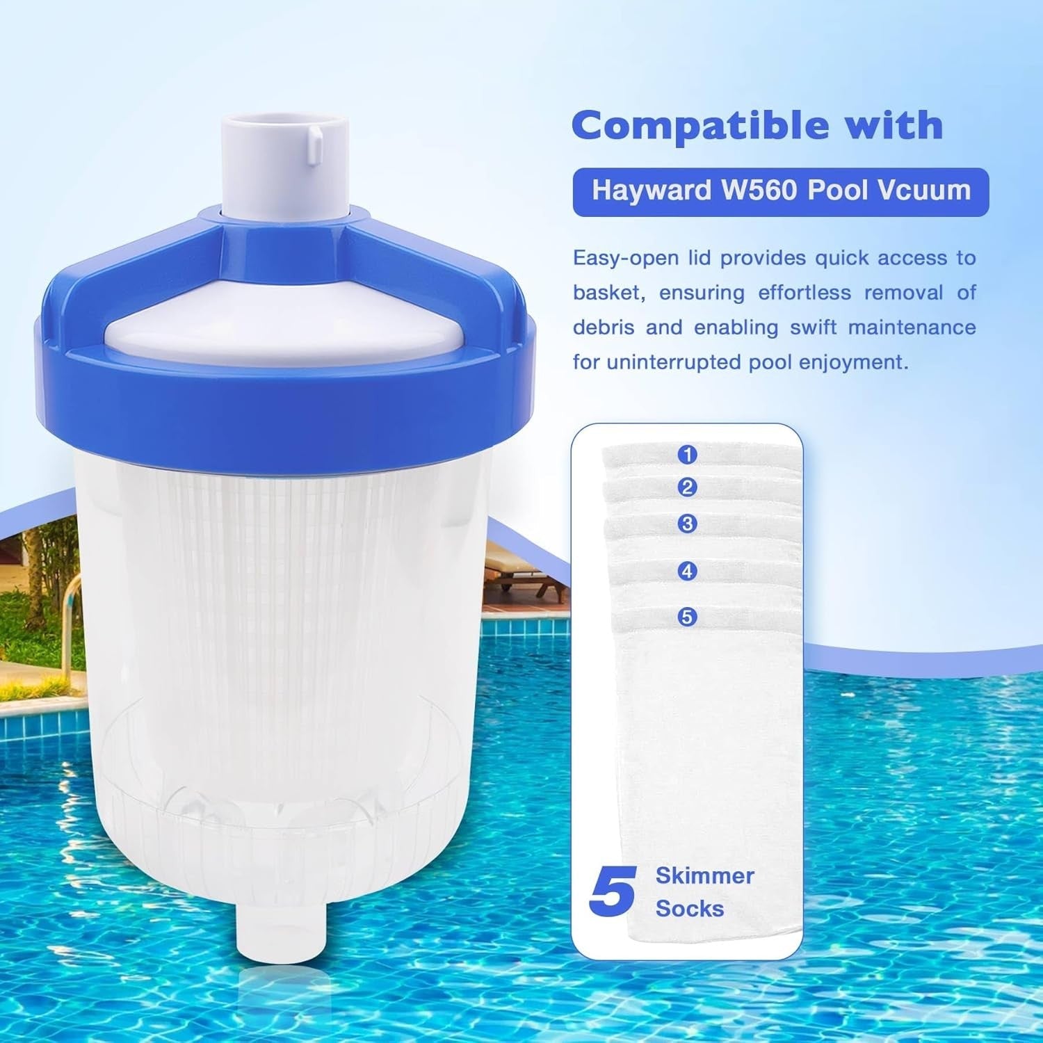 In Line Pool Leaf Catcher Canister With Basket For Hayward W560 PoolVacuum