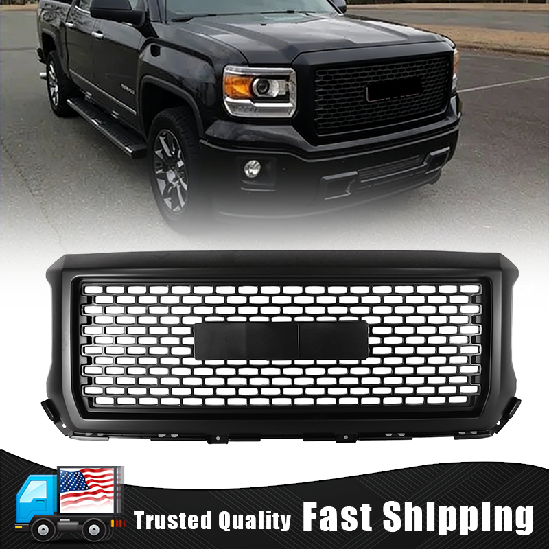Front Upper Bumper Grille for GMC Sierra 1500 2014 2015 Matte Black Denali