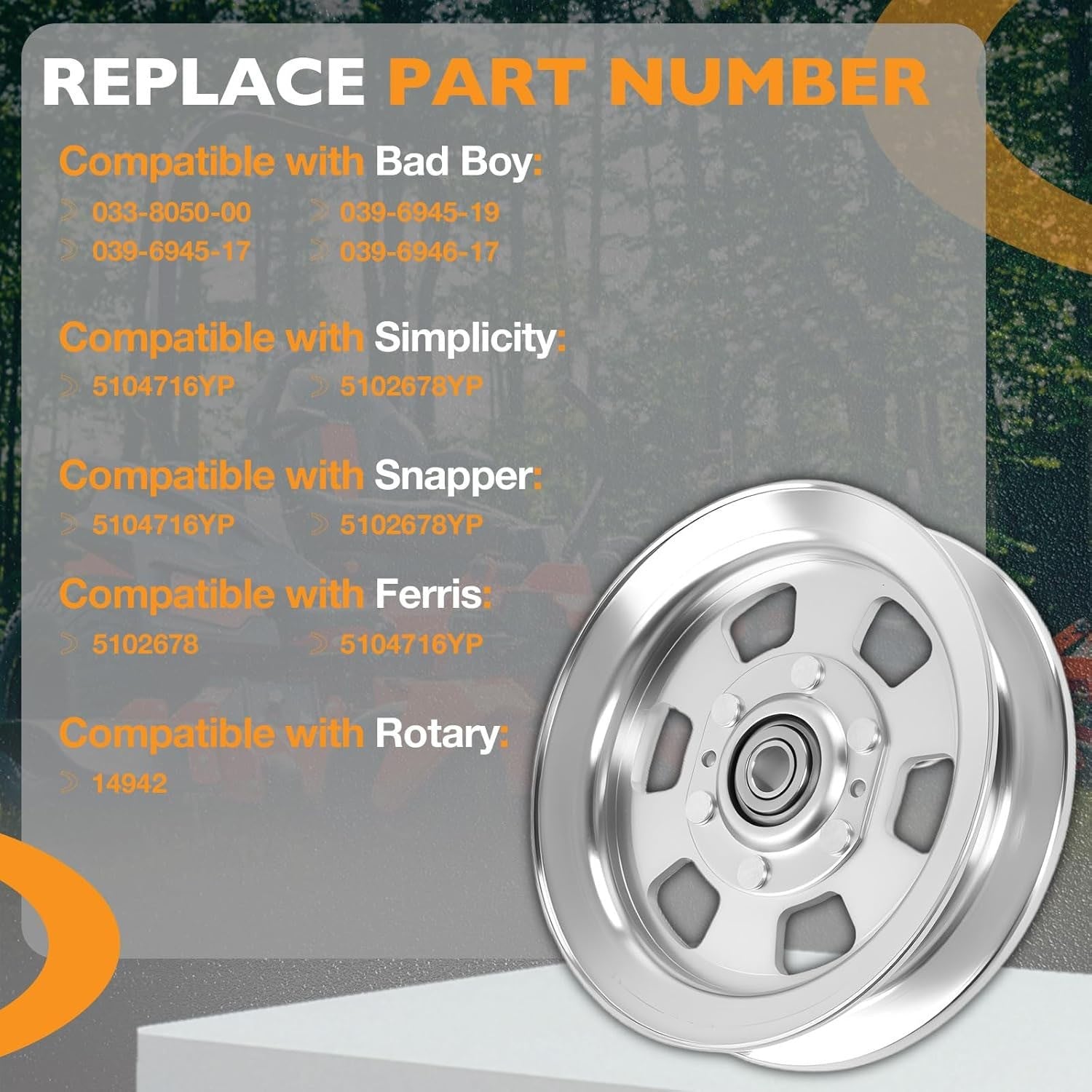 033 8050 00 Flat Idler Pulley for Bad Boy Ferris Simplicity Snapper 48 52 54 Inch