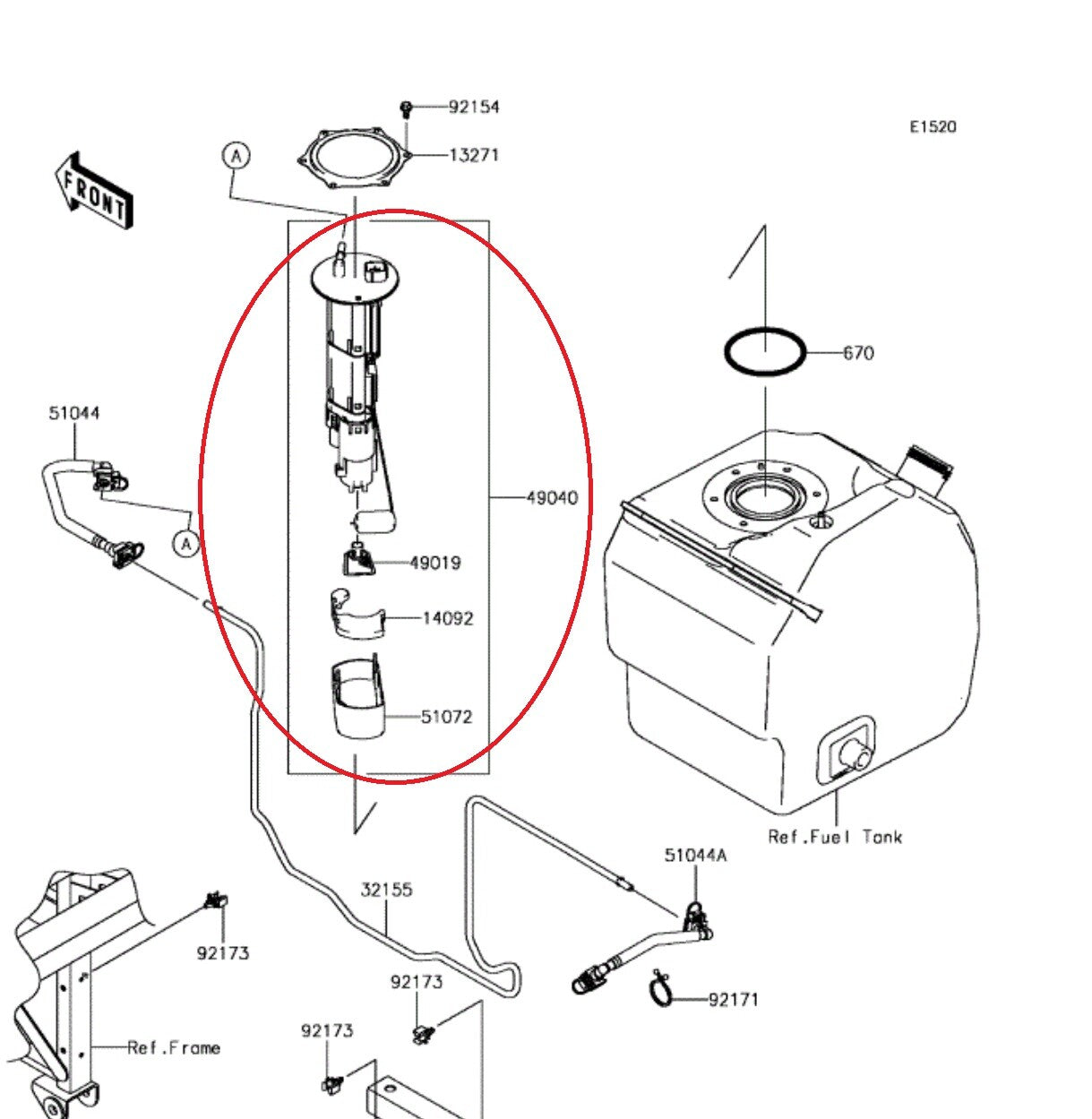 49040-0716 49040-0733 Fuel Pump Assembly for Kawasaki Mule Teryx 2014-2020