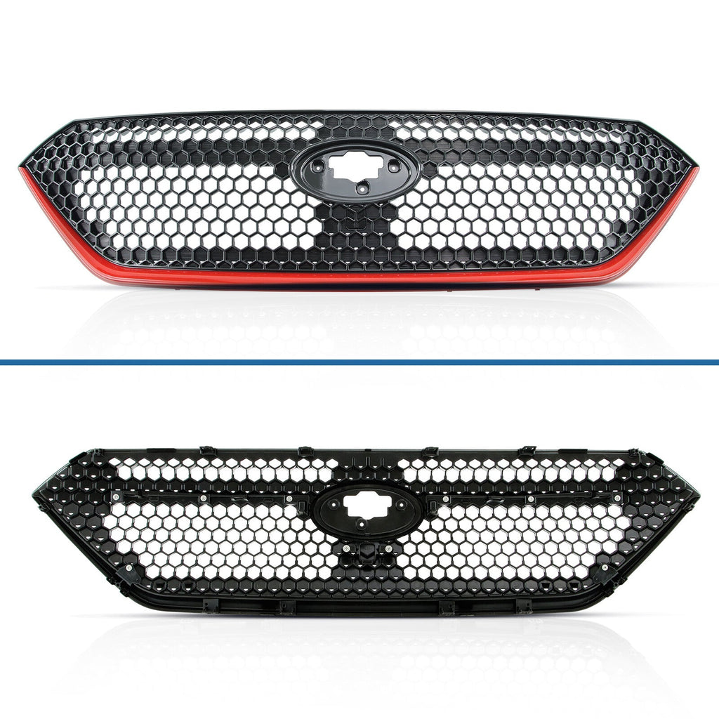 Front Bumper Grille Grill Black with Red Trim for 2022-2023 for Subaru WRX Sport