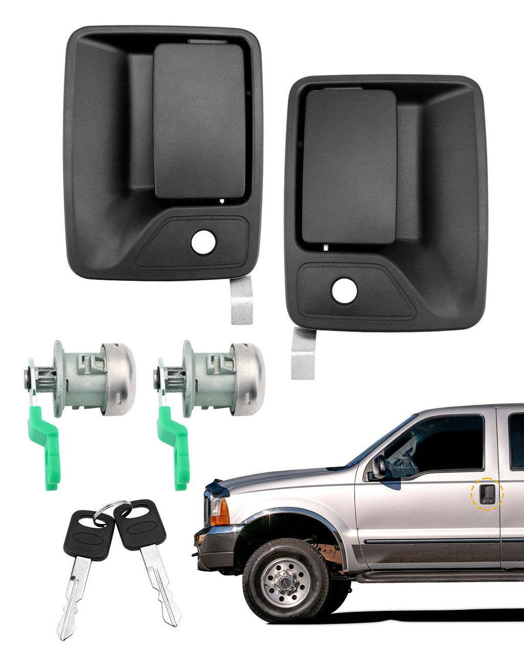 Exterior Door Handle with Lock Cylinders Keys for Ford F250 F350 F450 F550 99 16