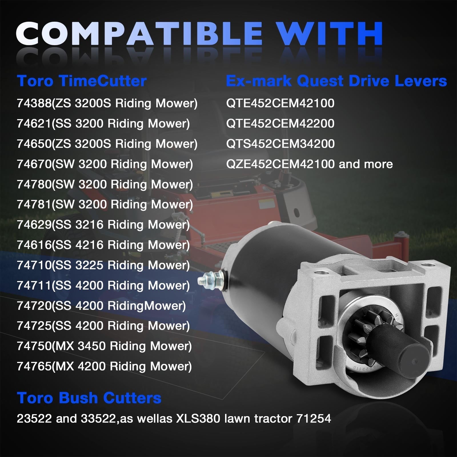133-9832 Electric Starter Motor For Toro Timecutter Riding Mower Brush Cutter