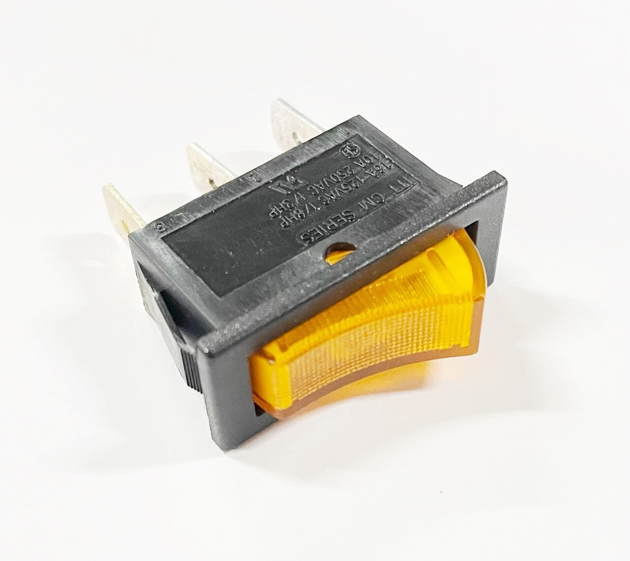 Amber Rocker Switch Illuminated 16A 125V SPST 3 Prong 2 Position On Off Toggle