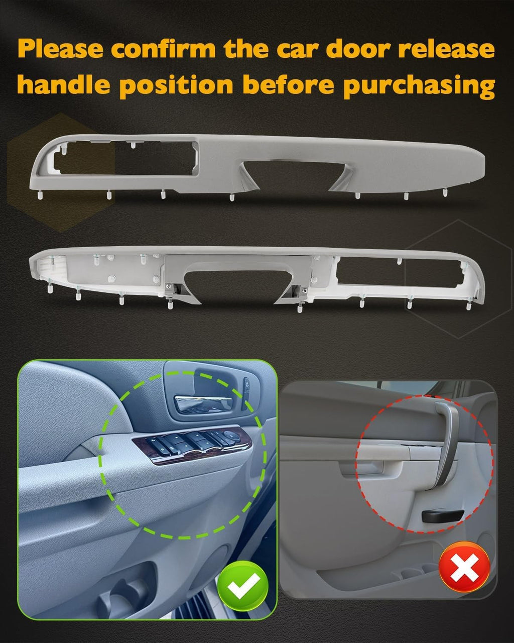 Passenger And Driver Armrest Repair Kit For 10-14 Chevy Tahoe GMC Yukon XL Gray