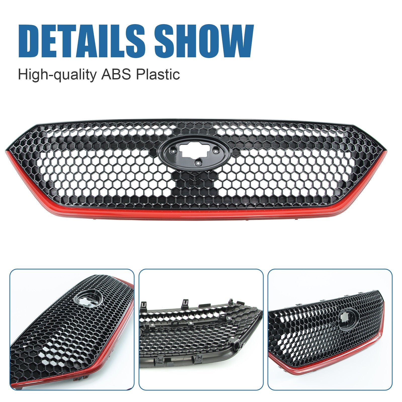 Front Bumper Grille Grill Black with Red Trim for 2022-2023 for Subaru WRX Sport