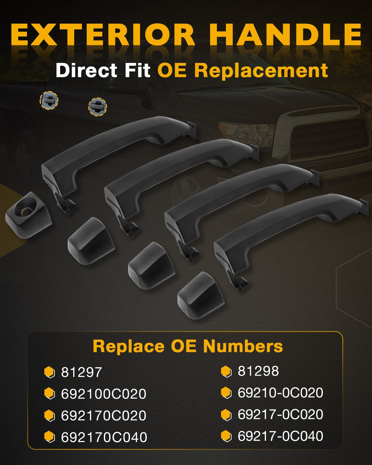 Exterior Door Handles Front Rear for Toyota Sequoia Tundra 07 21 4 Pack