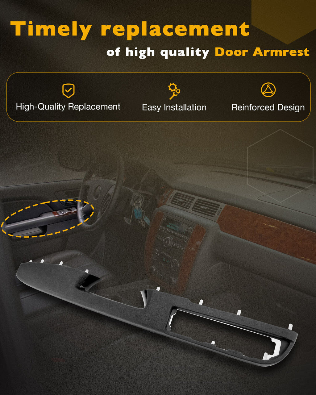 Driver Armrest Repair Set for Chevy GMC Sierra 1500 2500 3500 HD 2010 2014