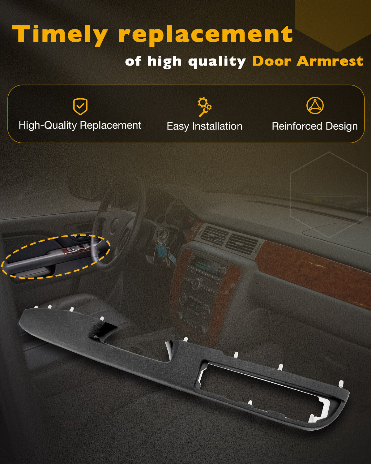 Driver Armrest Repair Set for Chevy GMC Sierra 1500 2500 3500 HD 2010 2014