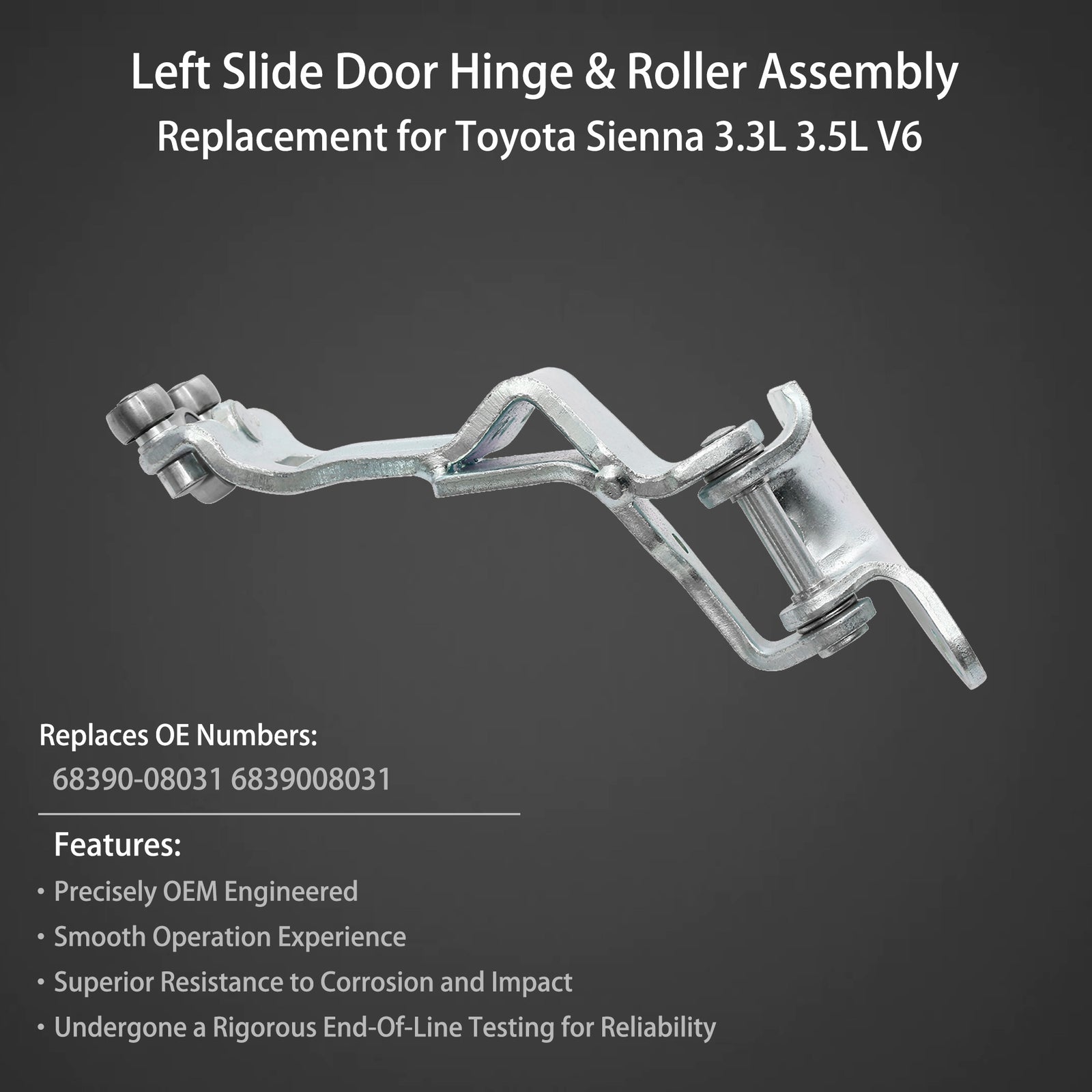 Left Driver Side Sliding Door Hinge And Roller For 2004 To 2010 Toyota Sienna