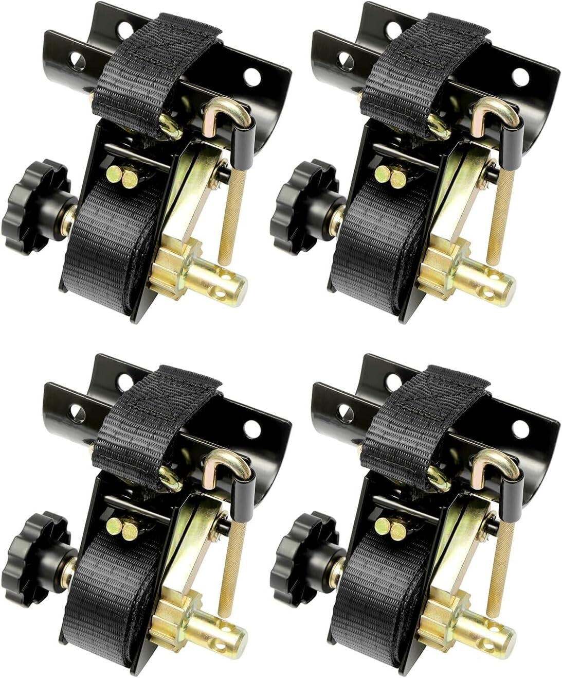 Ladder Rack Ratchet Straps w J Hook 1.5x7.5 Black Retractable 4x