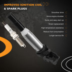 UF598 Ignition Coil Pack and Spark Plug Kit for Mini Cooper Peugeot 1.6L 07-16 4 Pack