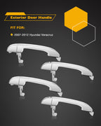Chrome Exterior Door Handle LH RH Set for Hyundai Veracruz 2007 to 2012 4 Piece