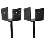 U Shaped 6x6 Deck Post Concrete Anchor Spike Fence Base Black Powder Coated 2 Pack