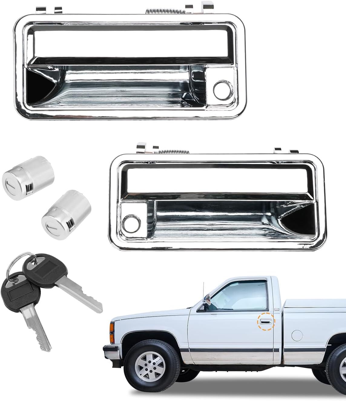 Chrome Front Door Handle with Lock Cylinders for Chevy GMC C K 1500 88 01