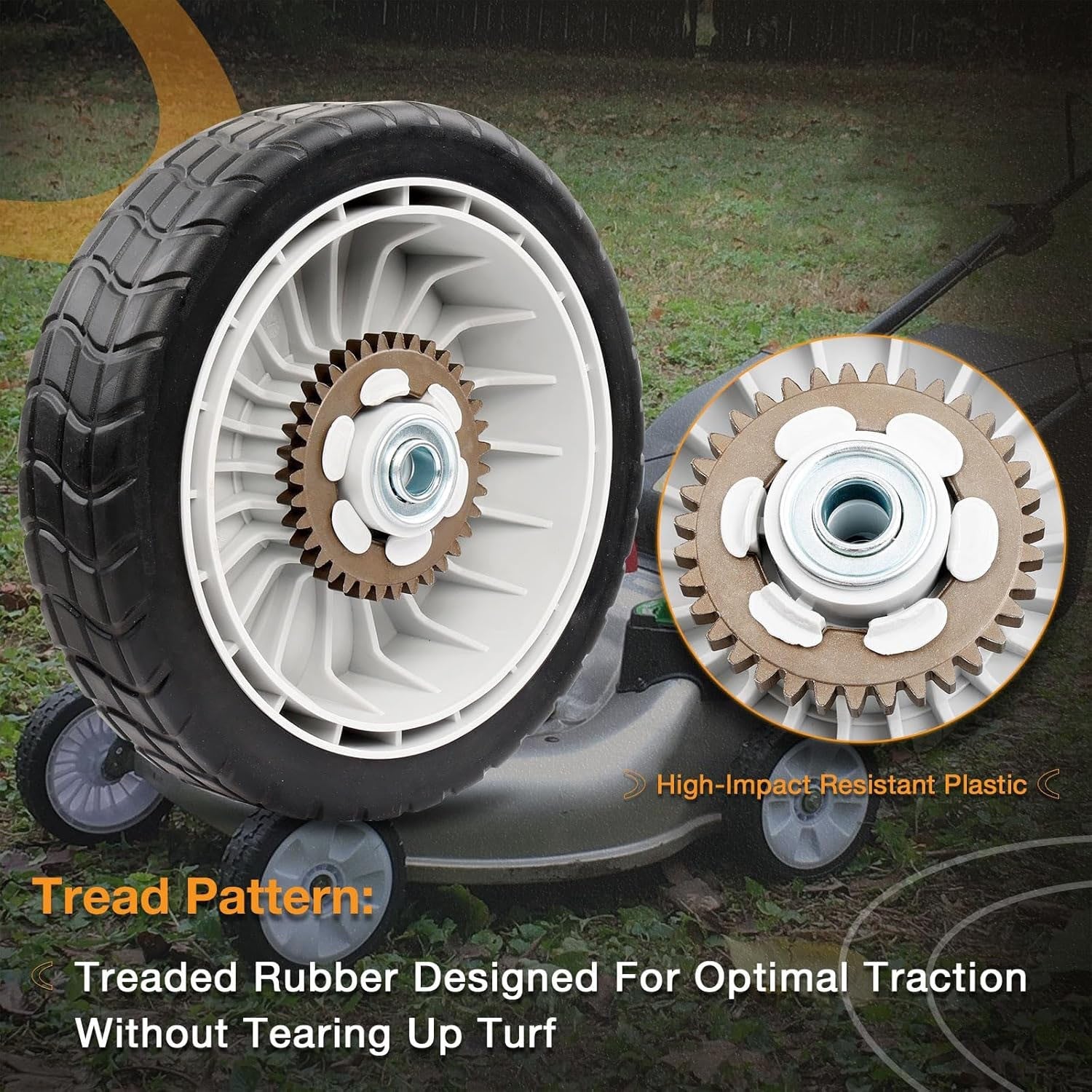 42710VE2M02ZE 8 Inch Lawn Mower Rear Wheel for Honda HRR216 HRS216 HRT216 2 Pack