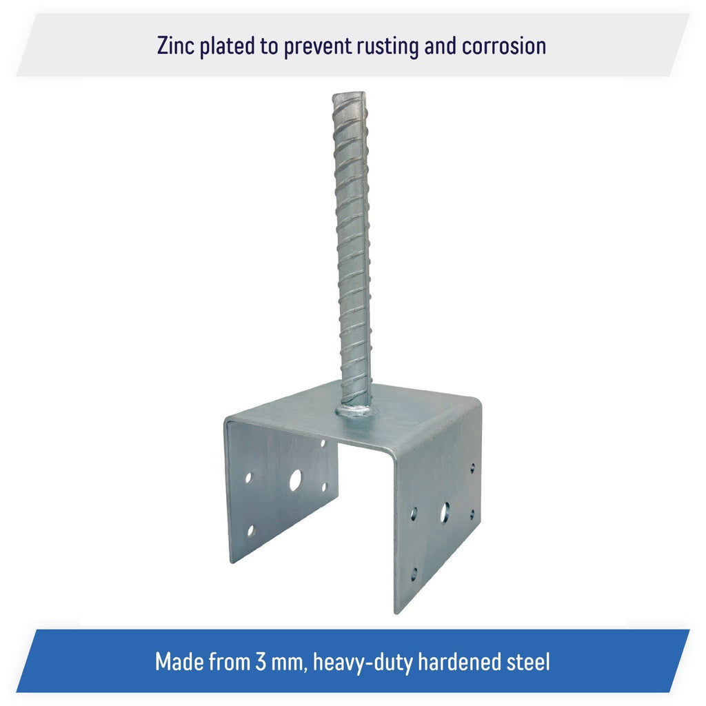 U Shaped 6x6 Deck Post Concrete Anchor Spike Fence Base Zinc Plated 2 Pack