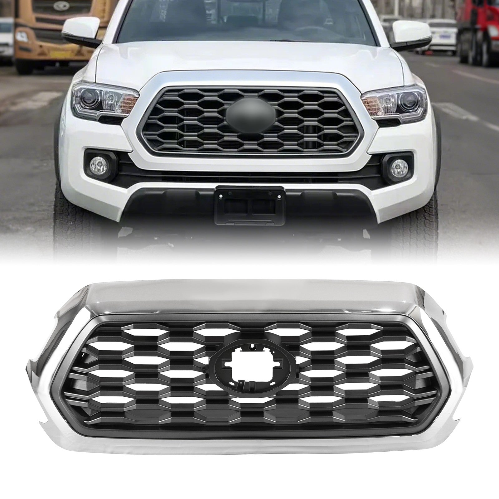 Front Upper Grille Assembly for Toyota Tacoma 2016-2022 Chrome Shell Outer